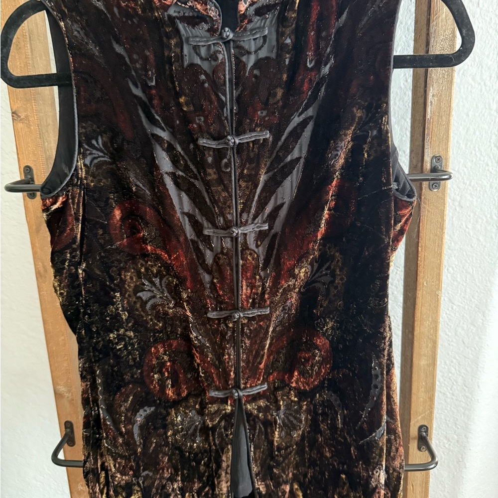 Ralph Lauren Black Label Velvet Brocade Vest in Black and Burgundy